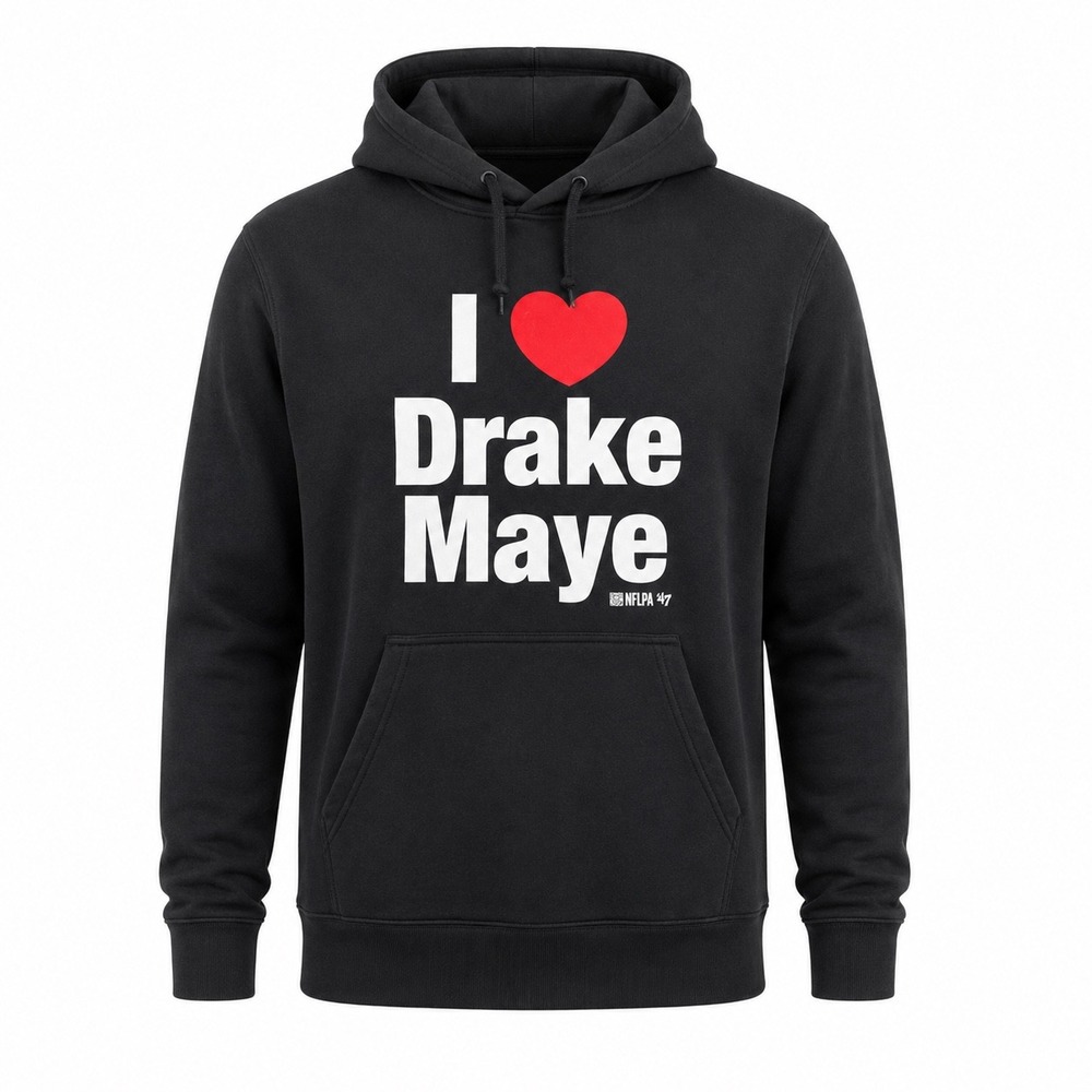 I Heart Drake Maye NFL Black Graphic Hoodie Sweatshirt Medium NEW‎ Patriots